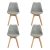 Chaise H.J WeDoo C-TULIP-4G : lot de 4 chaises de salle a manger scandinaves, chaises retro tulip bois de hêtre massif, gris