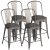 Chaise Yaheetech YA-00094750 : 4 x tabourets de bar industriel chaise metallique de cuisine salle a manger avec dossier assise en bois de 61 cm de hauteur